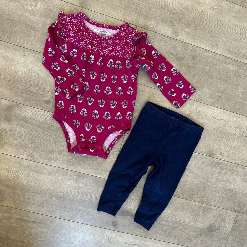 Carter’s 18 Month Baby Girl Bohemian Long Sleeve Bodysuit & Leggings Set